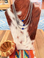 Handcrafted Lapis and Sterling Silver Pearl Quatrefoil Beaded Necklace - Che Cose Belle