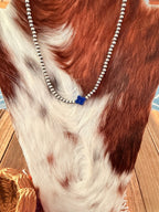 Handcrafted Lapis and Sterling Silver Pearl Quatrefoil Beaded Necklace - Che Cose Belle
