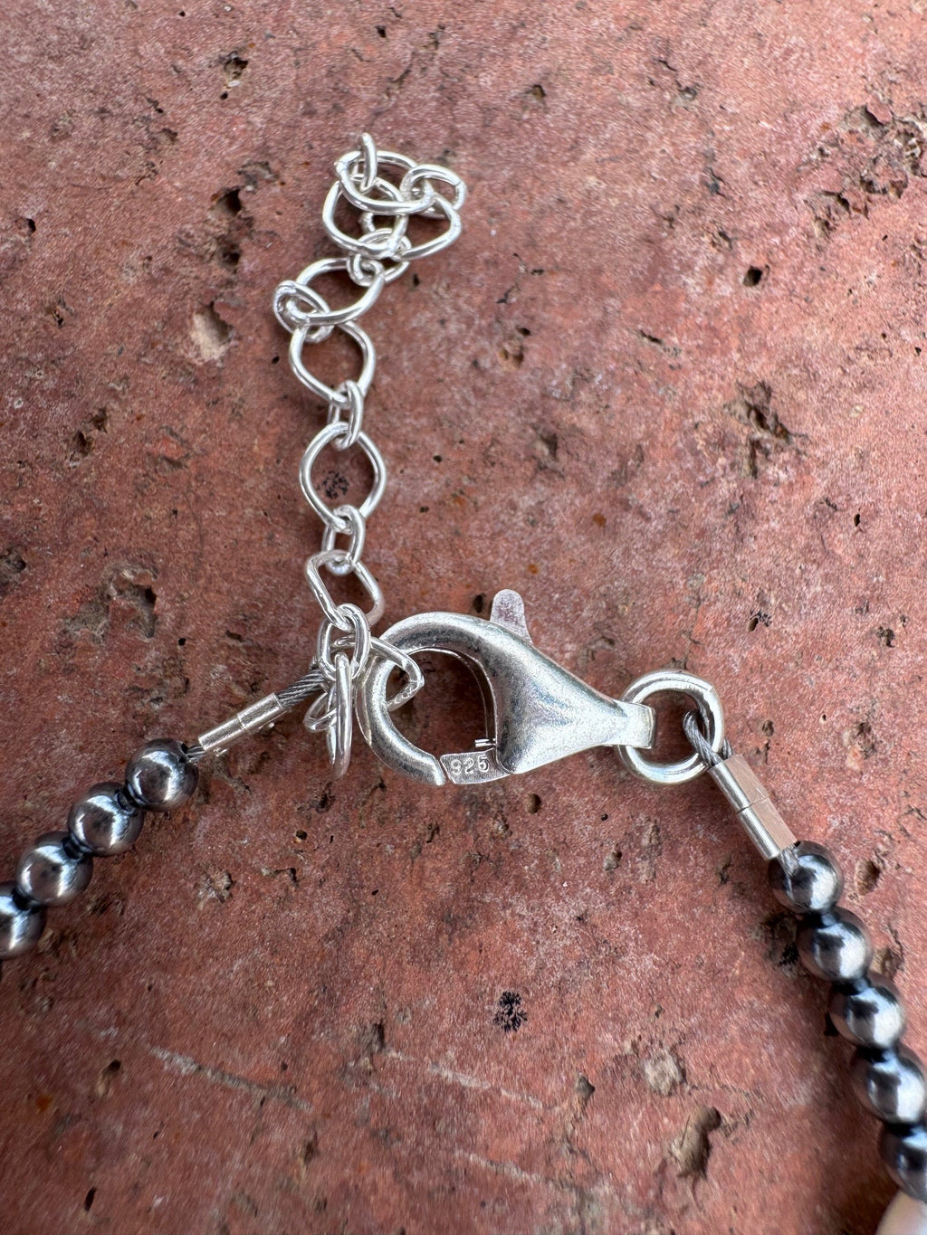 Handcrafted Mother of Pearl & Sterling Silver Pearl 3 - 12mm Beaded Bracelet 6.5" - Che Cose Belle