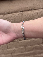 Handcrafted Mother of Pearl & Sterling Silver Pearl 3 - 6mm Beaded Bracelet 7" - Che Cose Belle