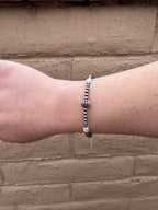 Handcrafted Mother of Pearl & Sterling Silver Pearl 3 - 6mm Beaded Bracelet 7" - Che Cose Belle