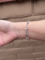 Handcrafted Mother of Pearl & Sterling Silver Pearl 3mm Beaded Bracelet 7.5" - Che Cose Belle
