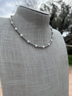 Handcrafted Mother of Pearl & Sterling Silver Pearl 3mm Beaded Necklace 16" - Che Cose Belle