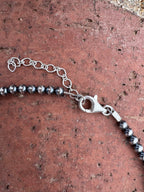 Handcrafted Mother of Pearl & Sterling Silver Pearl 4 - 8mm Beaded Necklace 16" - Che Cose Belle