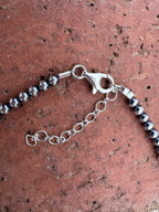 Handcrafted Mother of Pearl & Sterling Silver Pearl 4mm Beaded Necklace 16" - Che Cose Belle