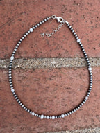 Handcrafted Mother of Pearl & Sterling Silver Pearl 4mm Beaded Necklace 16" - Che Cose Belle
