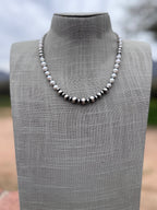 Handcrafted Mother of Pearl & Sterling Silver Pearl 6 - 8mm Beaded Necklace 18" - Che Cose Belle
