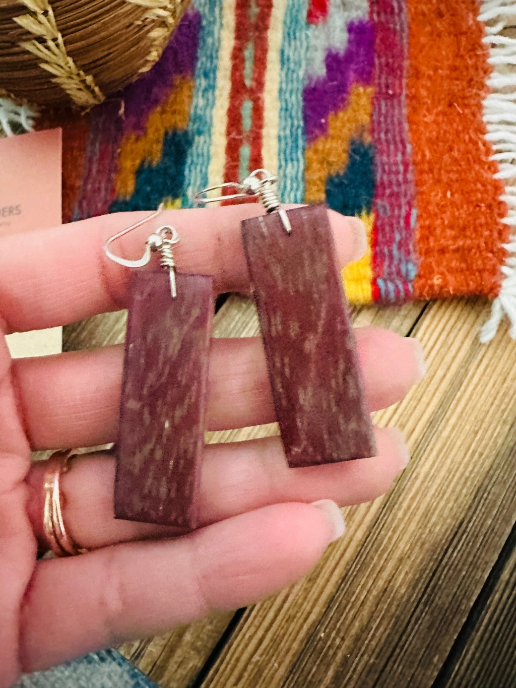 Handcrafted Multi Stone Inlay Slab Dangle Earrings - Che Cose Belle