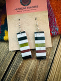Handcrafted Multi Stone Inlay Slab Dangle Earrings - Che Cose Belle