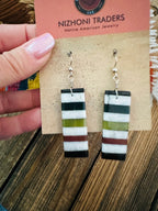 Handcrafted Multi Stone Inlay Slab Dangle Earrings - Che Cose Belle