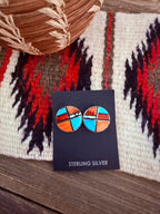 Handcrafted Multi Stone & Sterling Silver Inlay Stud Earrings - Che Cose Belle