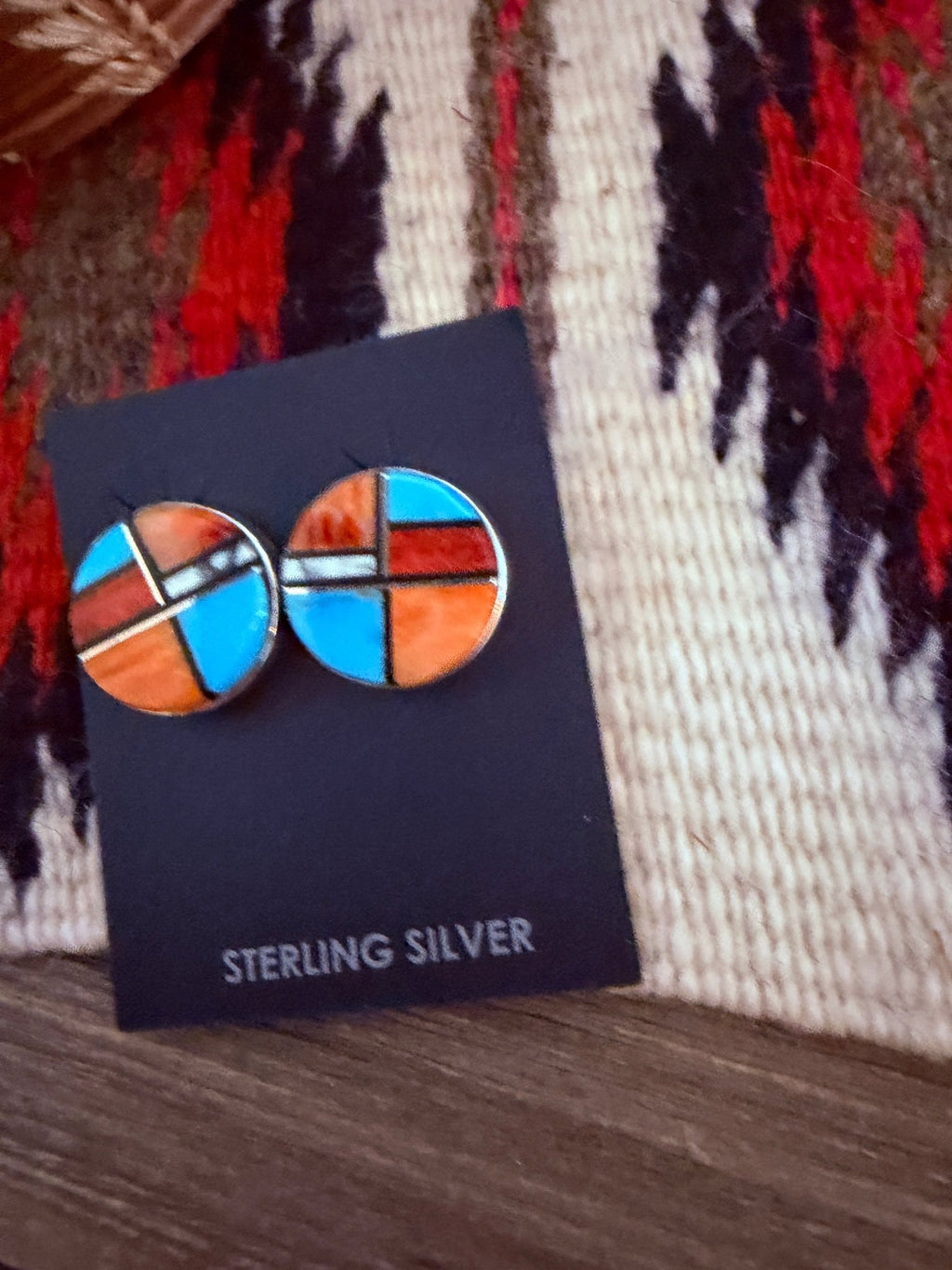 Handcrafted Multi Stone & Sterling Silver Inlay Stud Earrings - Che Cose Belle