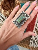 Handcrafted Number 8 Turquoise & Sterling Silver Ring Size 7.75 by John Nelson - Che Cose Belle