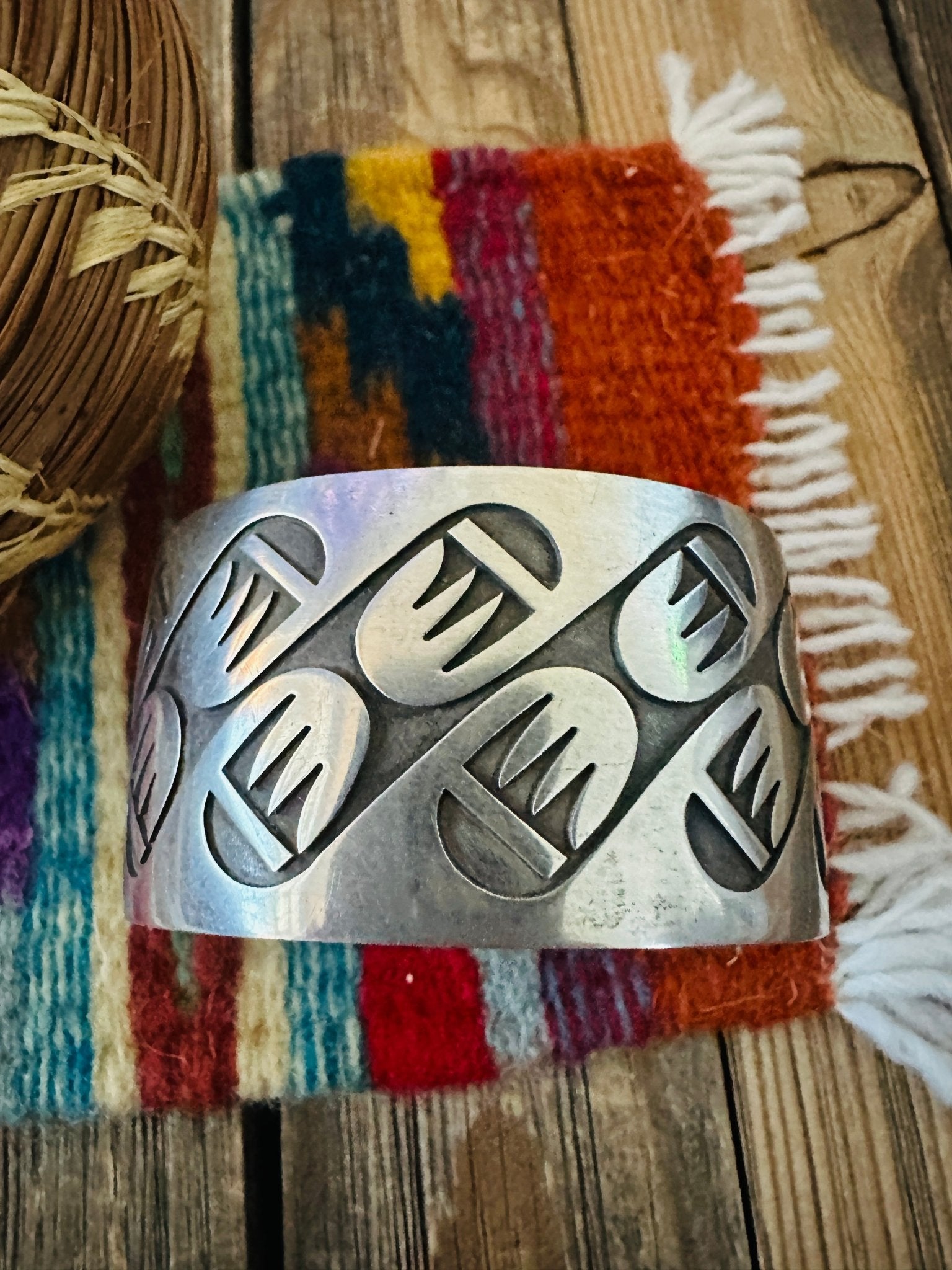 Handcrafted Old Pawn Sterling Silver Bear Paw Cuff Bracelet - Che Cose Belle