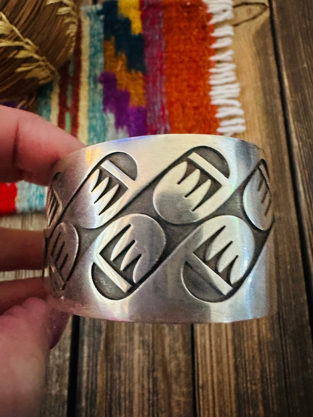 Handcrafted Old Pawn Sterling Silver Bear Paw Cuff Bracelet - Che Cose Belle