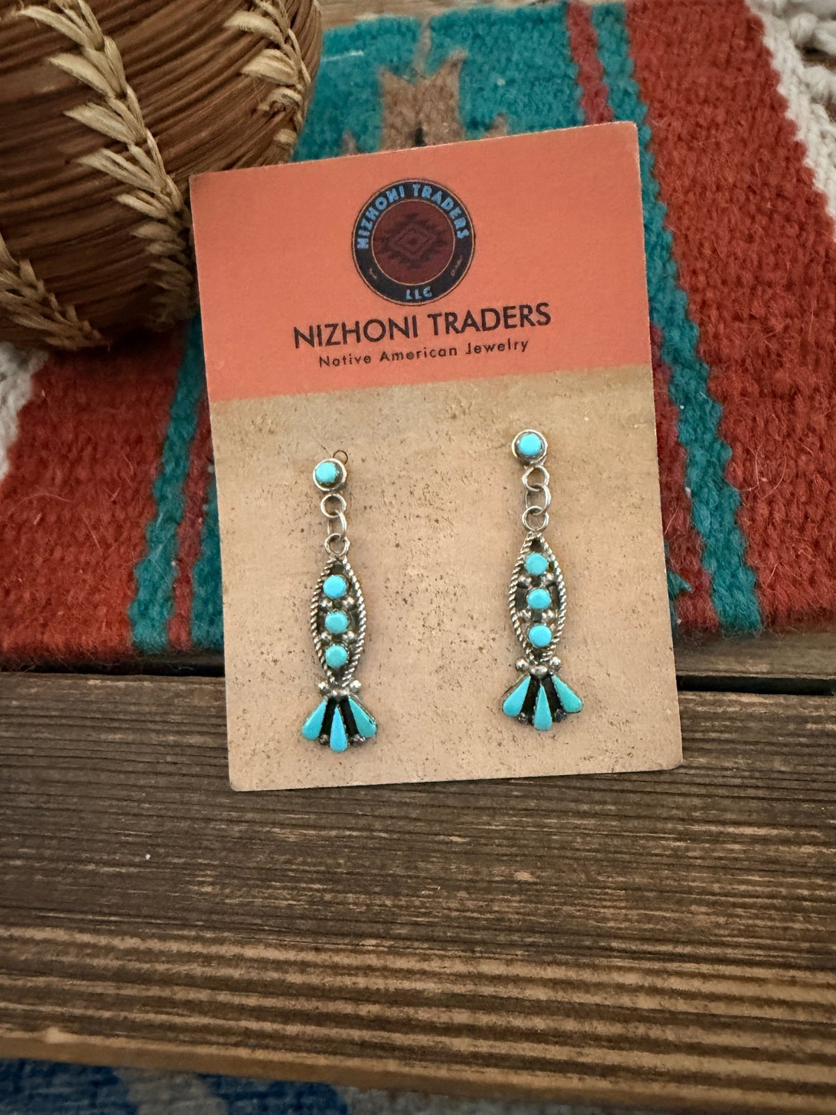 Handcrafted Old Pawn Sterling Silver & Turquoise Dangle Earrings - Che Cose Belle