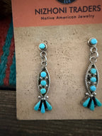 Handcrafted Old Pawn Sterling Silver & Turquoise Dangle Earrings - Che Cose Belle