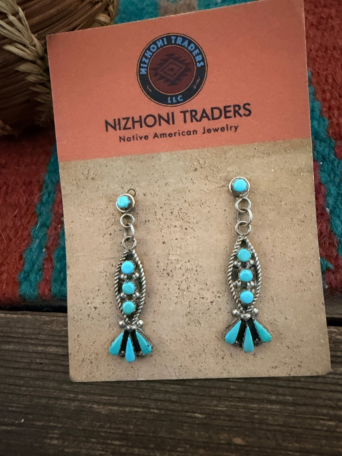 Handcrafted Old Pawn Sterling Silver & Turquoise Dangle Earrings - Che Cose Belle