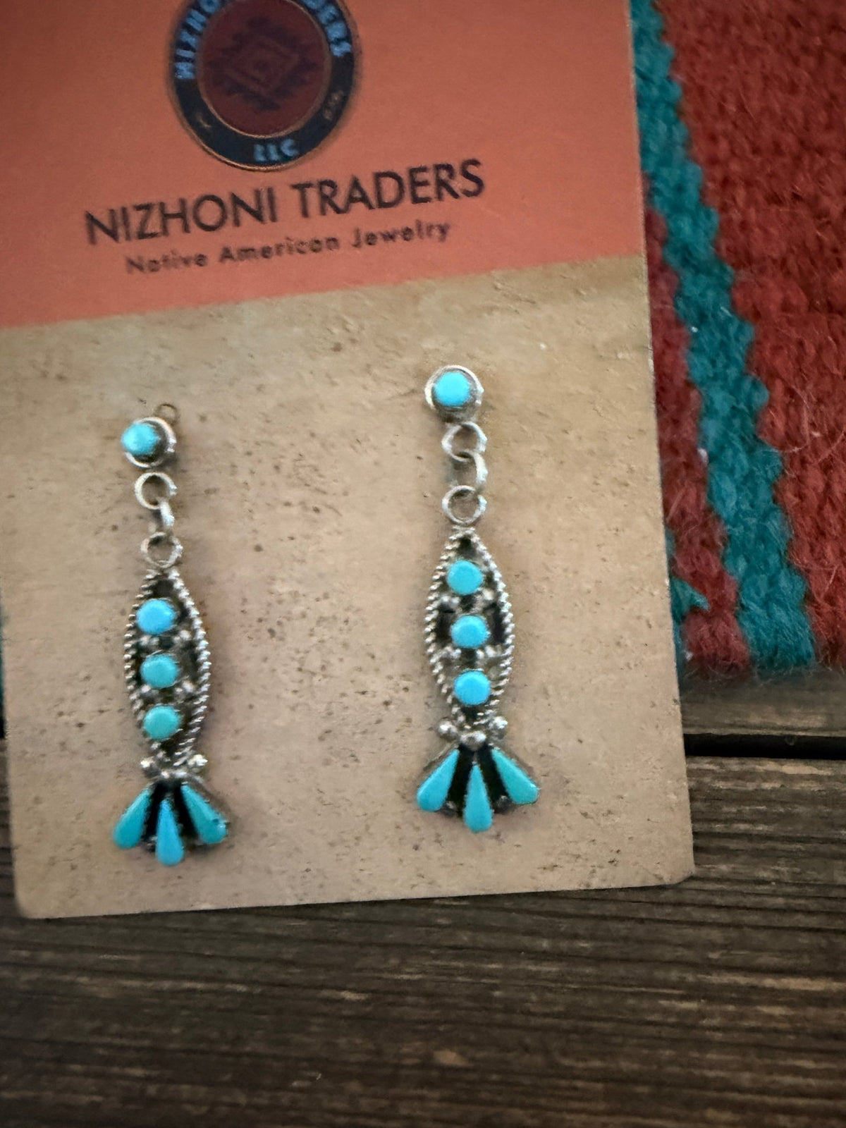 Handcrafted Old Pawn Sterling Silver & Turquoise Dangle Earrings - Che Cose Belle