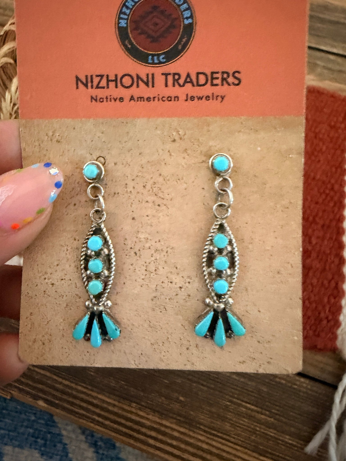 Handcrafted Old Pawn Sterling Silver & Turquoise Dangle Earrings - Che Cose Belle
