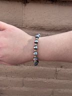 Handcrafted Patterned Gold Overlay & Sterling Silver Pearl 4 - 8mm Beaded Bracelet 7.5" - Che Cose Belle