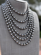 Handcrafted Patterned Gold Overlay & Sterling Silver Pearl 4 - 8mm Beaded Necklace - Che Cose Belle
