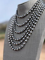 Handcrafted Patterned Gold Overlay & Sterling Silver Pearl 4 - 8mm Beaded Necklace - Che Cose Belle