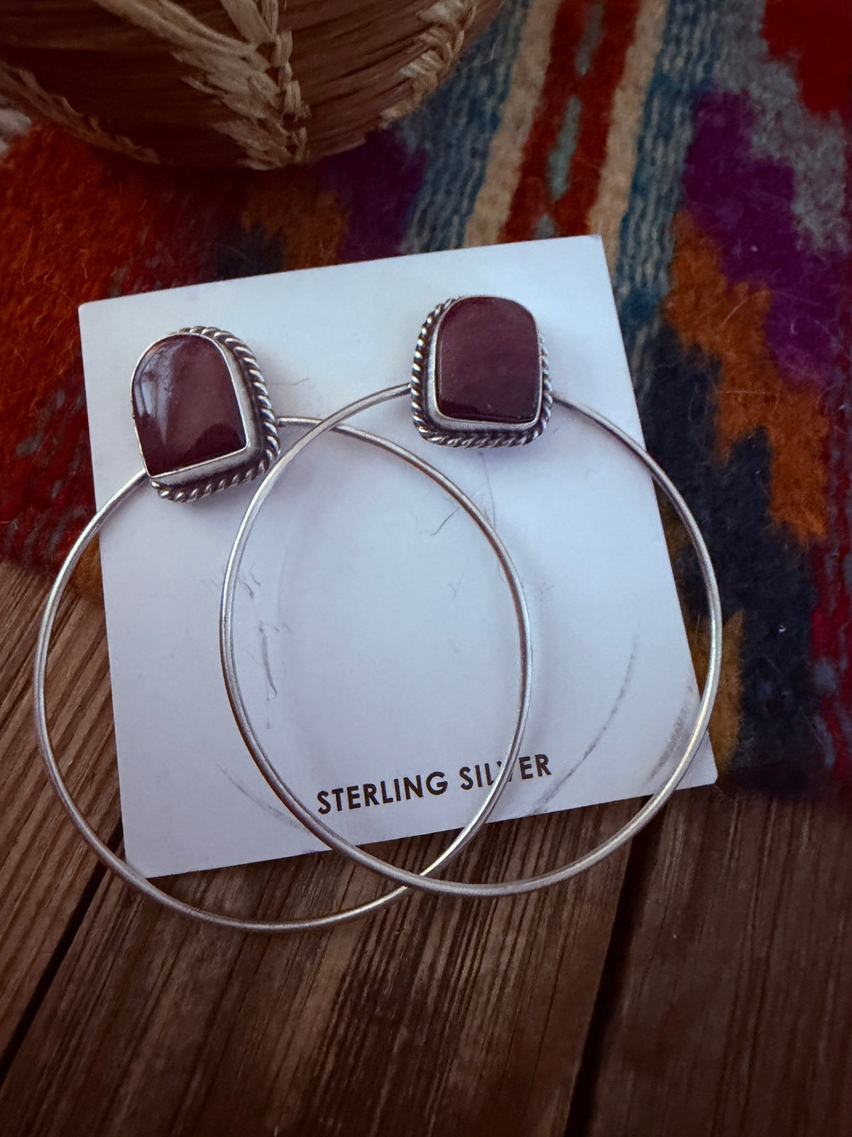 Handcrafted Purple Spiny and Sterling Silver Dangle Hoop Earrings by Elouise Kee - Che Cose Belle