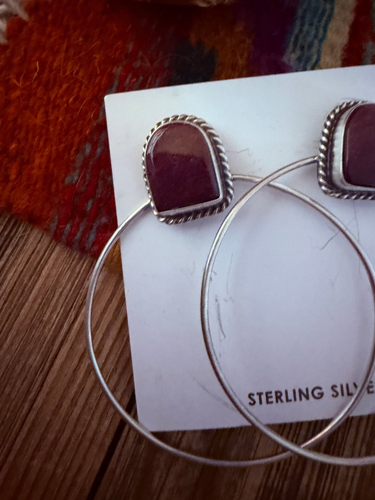 Handcrafted Purple Spiny and Sterling Silver Dangle Hoop Earrings by Elouise Kee - Che Cose Belle
