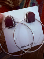 Handcrafted Purple Spiny and Sterling Silver Dangle Hoop Earrings by Elouise Kee - Che Cose Belle
