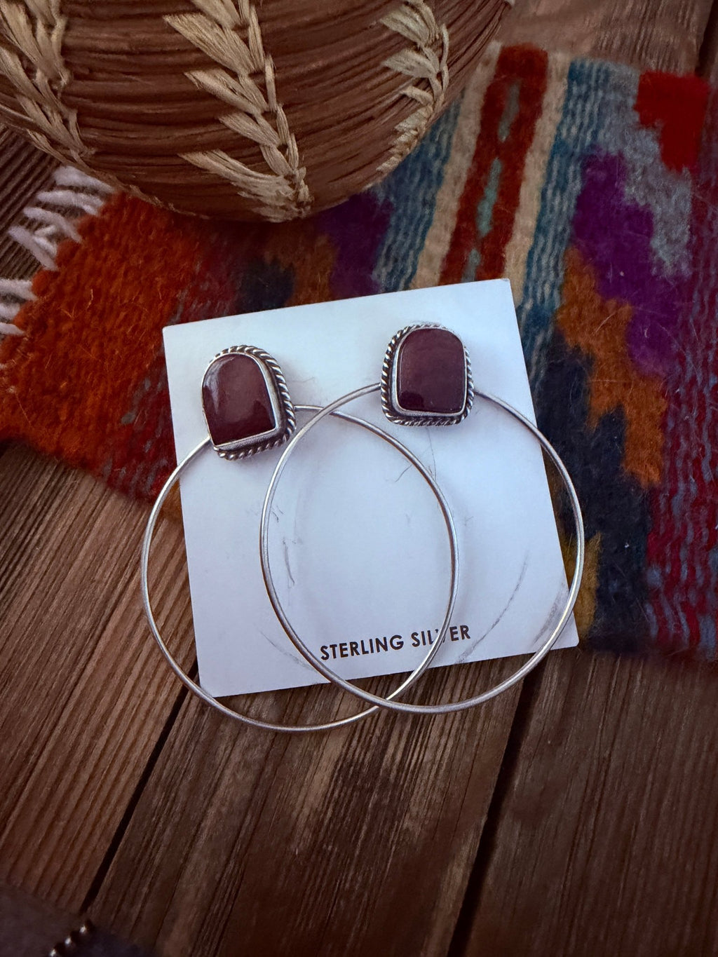 Handcrafted Purple Spiny and Sterling Silver Dangle Hoop Earrings by Elouise Kee - Che Cose Belle