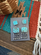 Handcrafted Royston Turquoise And Sterling Silver Dangle Earrings by Jacqueline Silver - Che Cose Belle