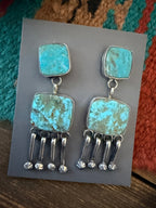 Handcrafted Royston Turquoise And Sterling Silver Dangle Earrings by Jacqueline Silver - Che Cose Belle