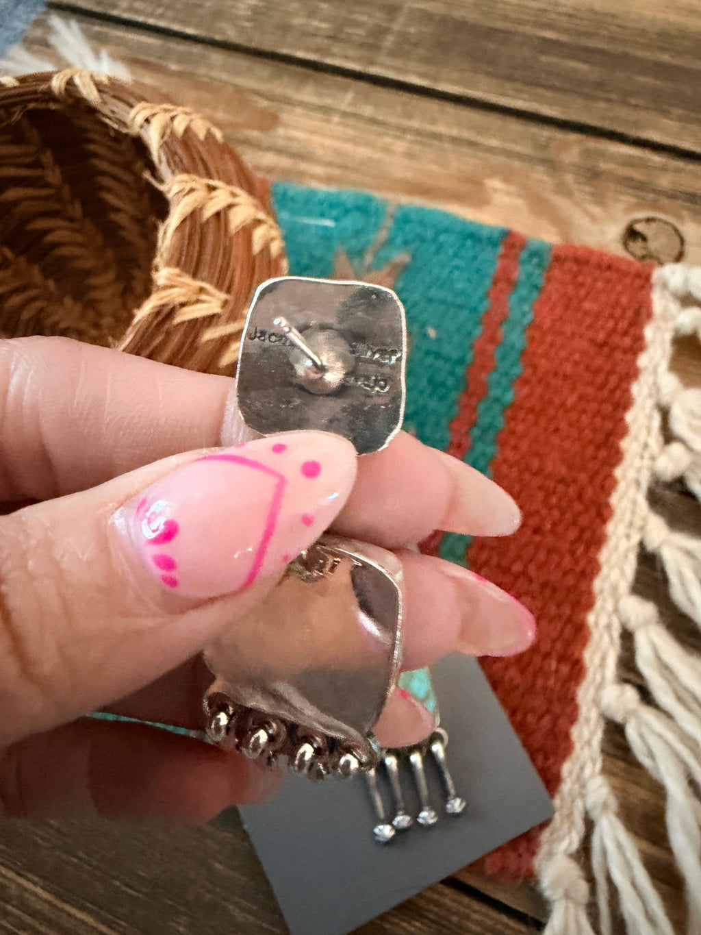 Handcrafted Royston Turquoise And Sterling Silver Dangle Earrings by Jacqueline Silver - Che Cose Belle