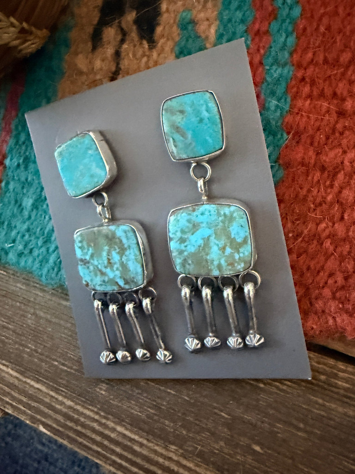 Handcrafted Royston Turquoise And Sterling Silver Dangle Earrings by Jacqueline Silver - Che Cose Belle