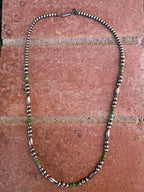 Handcrafted Royston Turquoise Sterling Silver 4 - 6mm Beaded Necklace 24" - Che Cose Belle