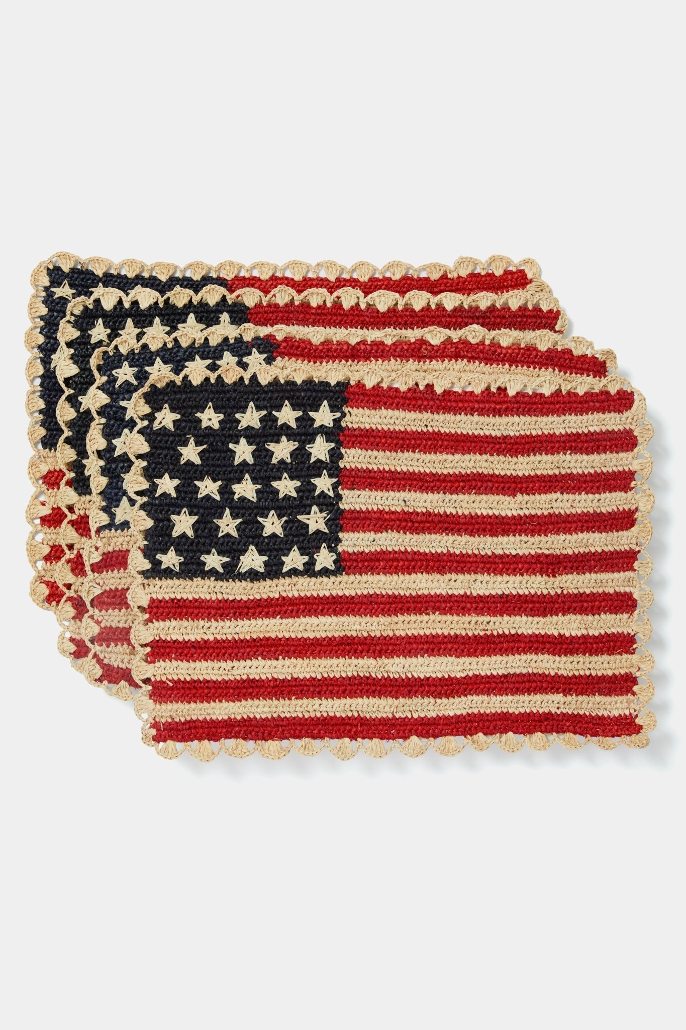 Handcrafted Scalloped Americana Placemats-American Flag Design - Payton James X Tuckernuck - Che Cose Belle