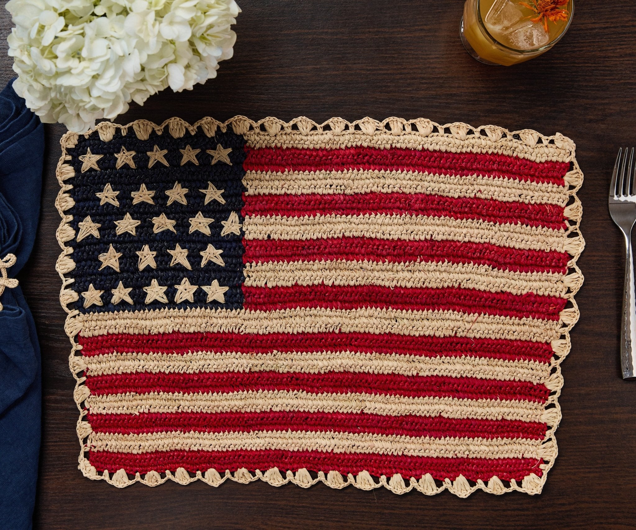 Handcrafted Scalloped Americana Placemats-American Flag Design - Payton James X Tuckernuck - Che Cose Belle