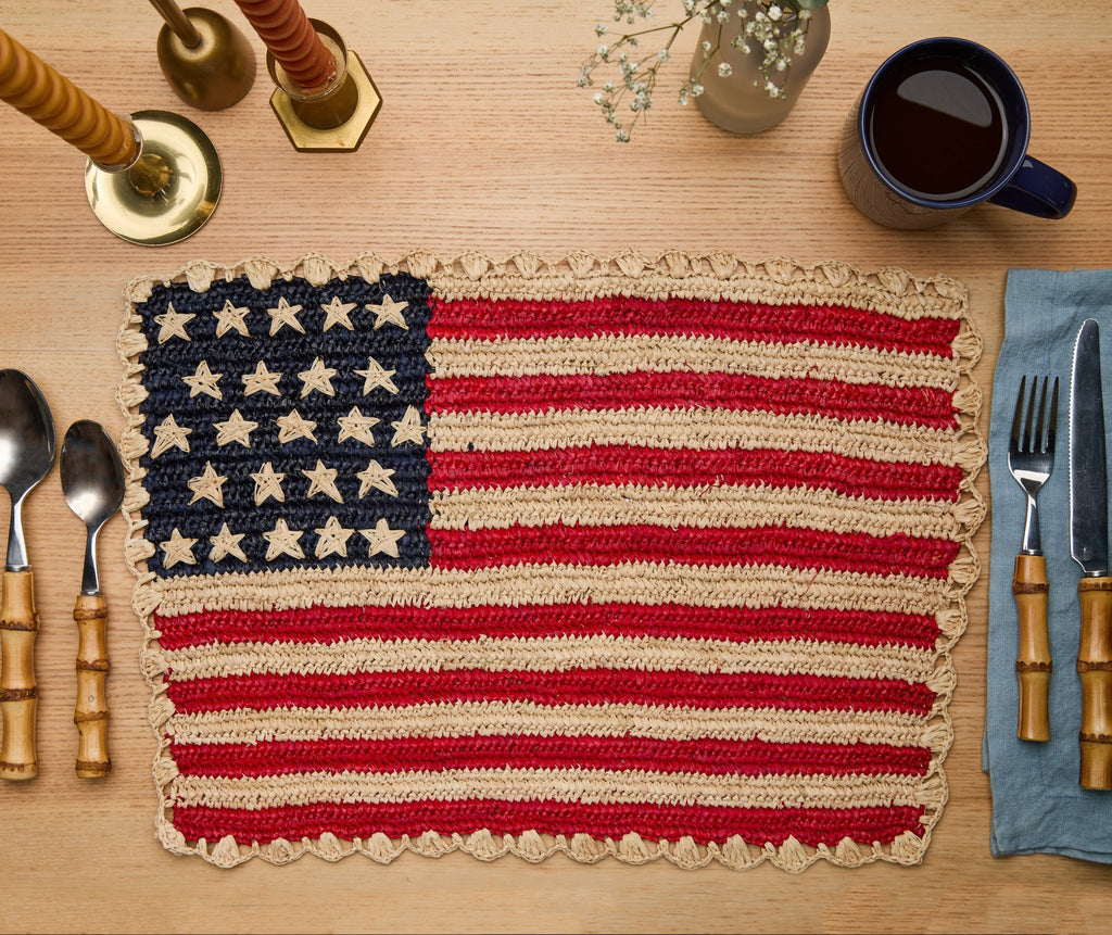 Handcrafted Scalloped Americana Placemats-American Flag Design - Payton James X Tuckernuck - Che Cose Belle