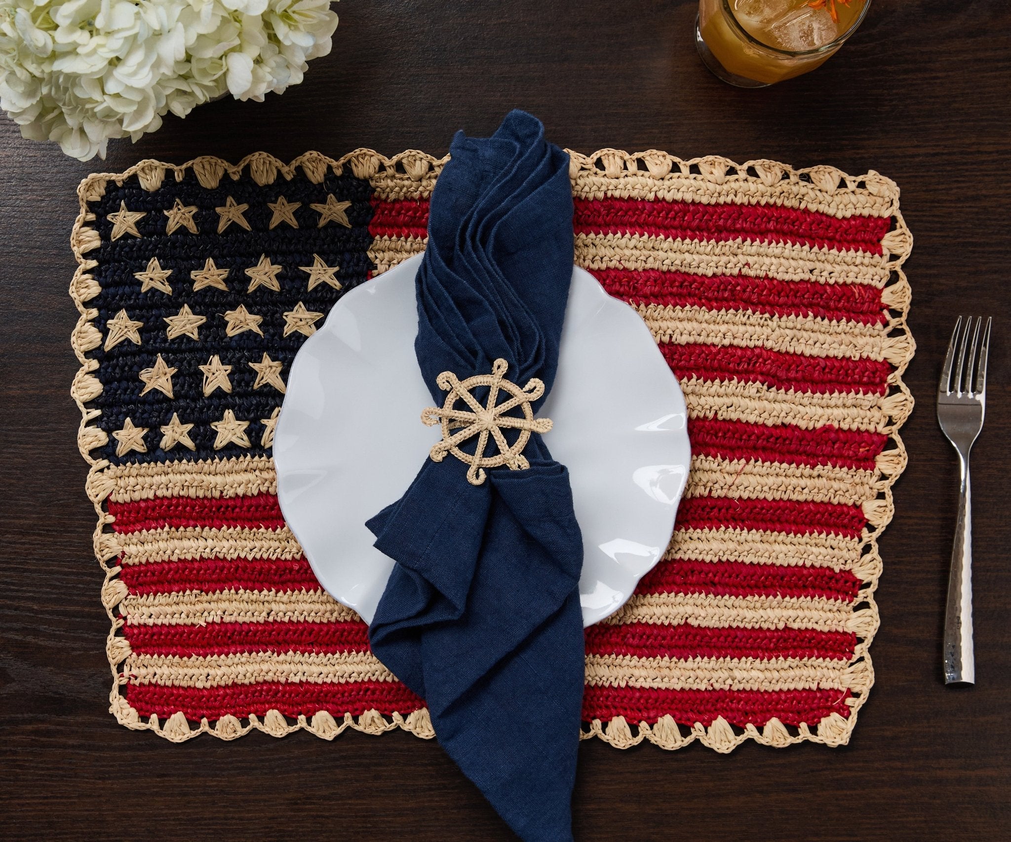 Handcrafted Scalloped Americana Placemats-American Flag Design - Payton James X Tuckernuck - Che Cose Belle