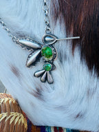 Handcrafted Sonoran Gold Turquoise & Sterling Silver Hummingbird Necklace by Charles Johnson - Che Cose Belle