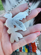 Handcrafted Sonoran Gold Turquoise & Sterling Silver Hummingbird Necklace by Charles Johnson - Che Cose Belle