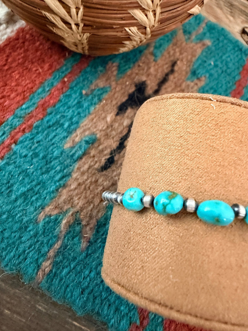 Handcrafted Sonoran Gold Turquoise & Sterling Silver Pearl Beaded Bracele - Che Cose Belle