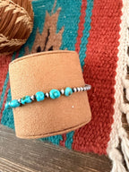 Handcrafted Sonoran Gold Turquoise & Sterling Silver Pearl Beaded Bracele - Che Cose Belle