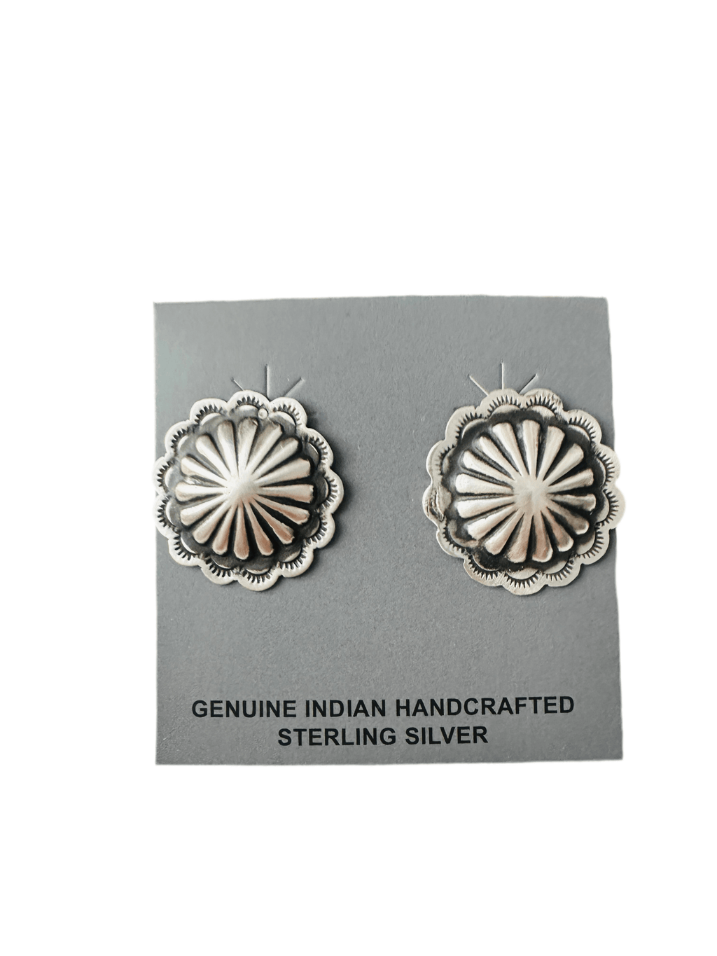Handcrafted Stamped Sterling Silver Concho Post Earrings - Che Cose Belle