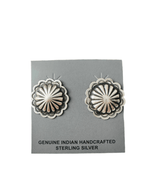 Handcrafted Stamped Sterling Silver Concho Post Earrings - Che Cose Belle