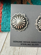 Handcrafted Stamped Sterling Silver Concho Post Earrings - Che Cose Belle