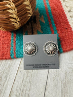 Handcrafted Stamped Sterling Silver Concho Post Earrings - Che Cose Belle