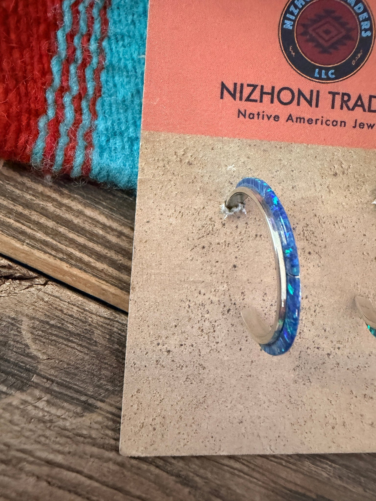 Handcrafted Sterling Silver & Blue Opal Inlay Hoop Earrings - Che Cose Belle