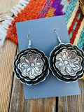 Handcrafted Sterling Silver Concho Dangle Earrings by Leander Tahe - Che Cose Belle